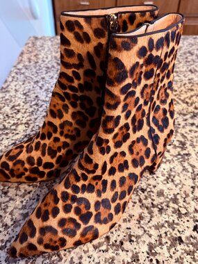 Leopard Calf-hair Statement Boots Size 11